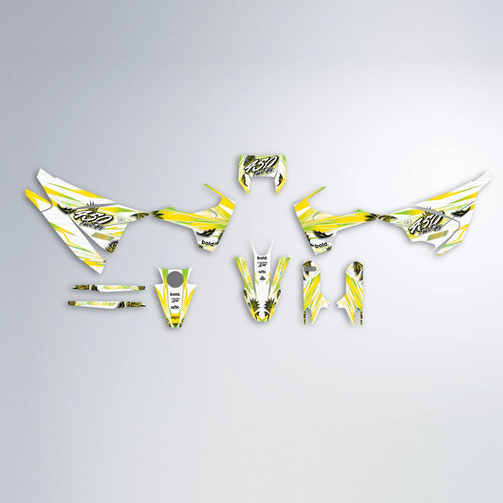 TROPIC Husqvarna 701 graphics kit parts layout in Yellow