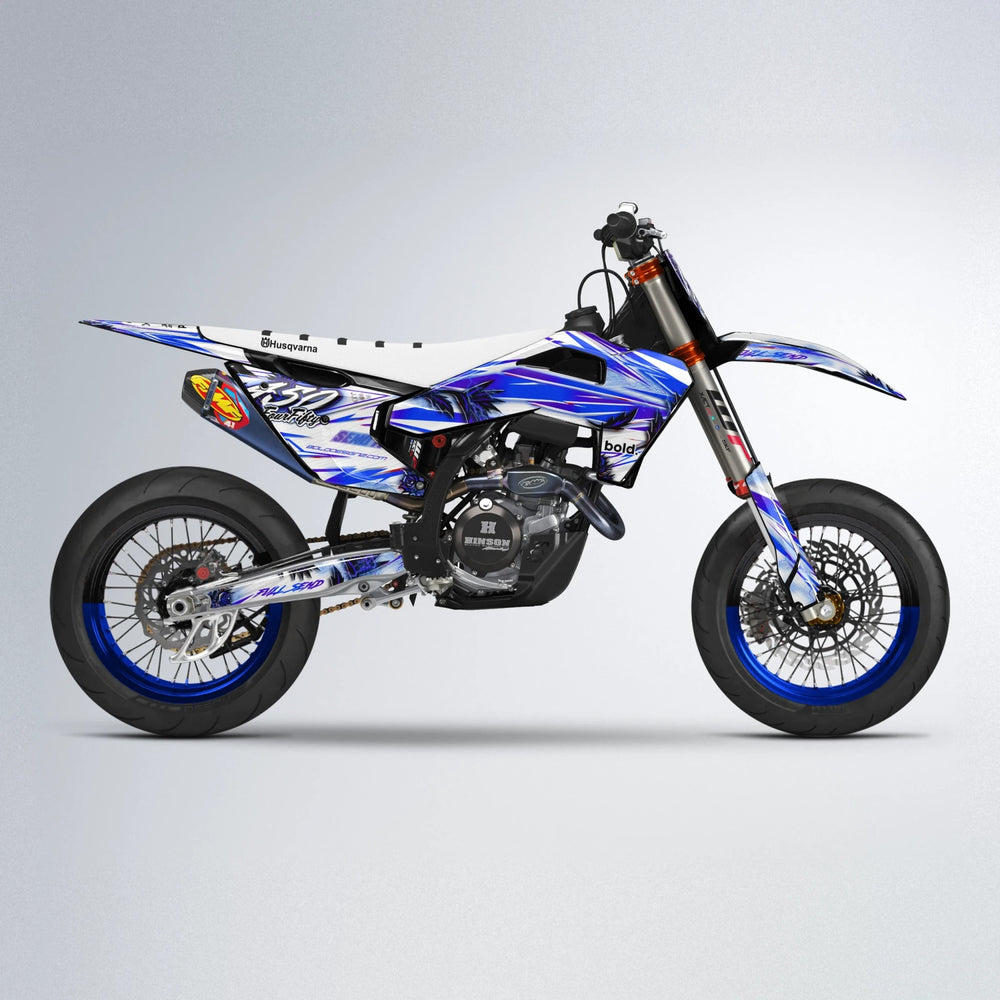 TROPIC Husqvarna FE/TE supermoto graphics kit in Blue