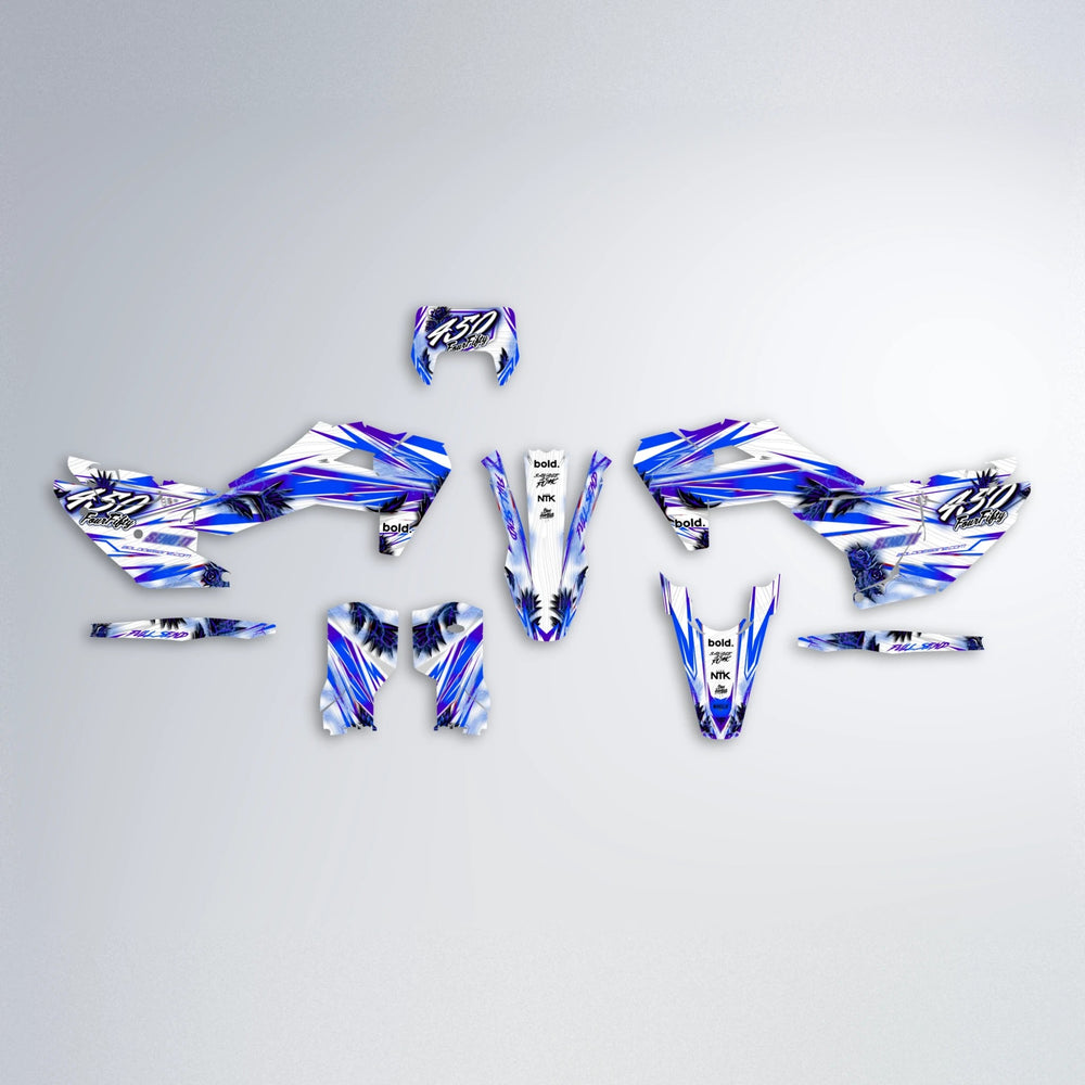 TROPIC Husqvarna FE/TE graphics kit parts layout in Blue