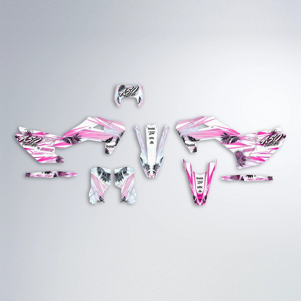 TROPIC Husqvarna FE/TE graphics kit parts layout in Flamingo