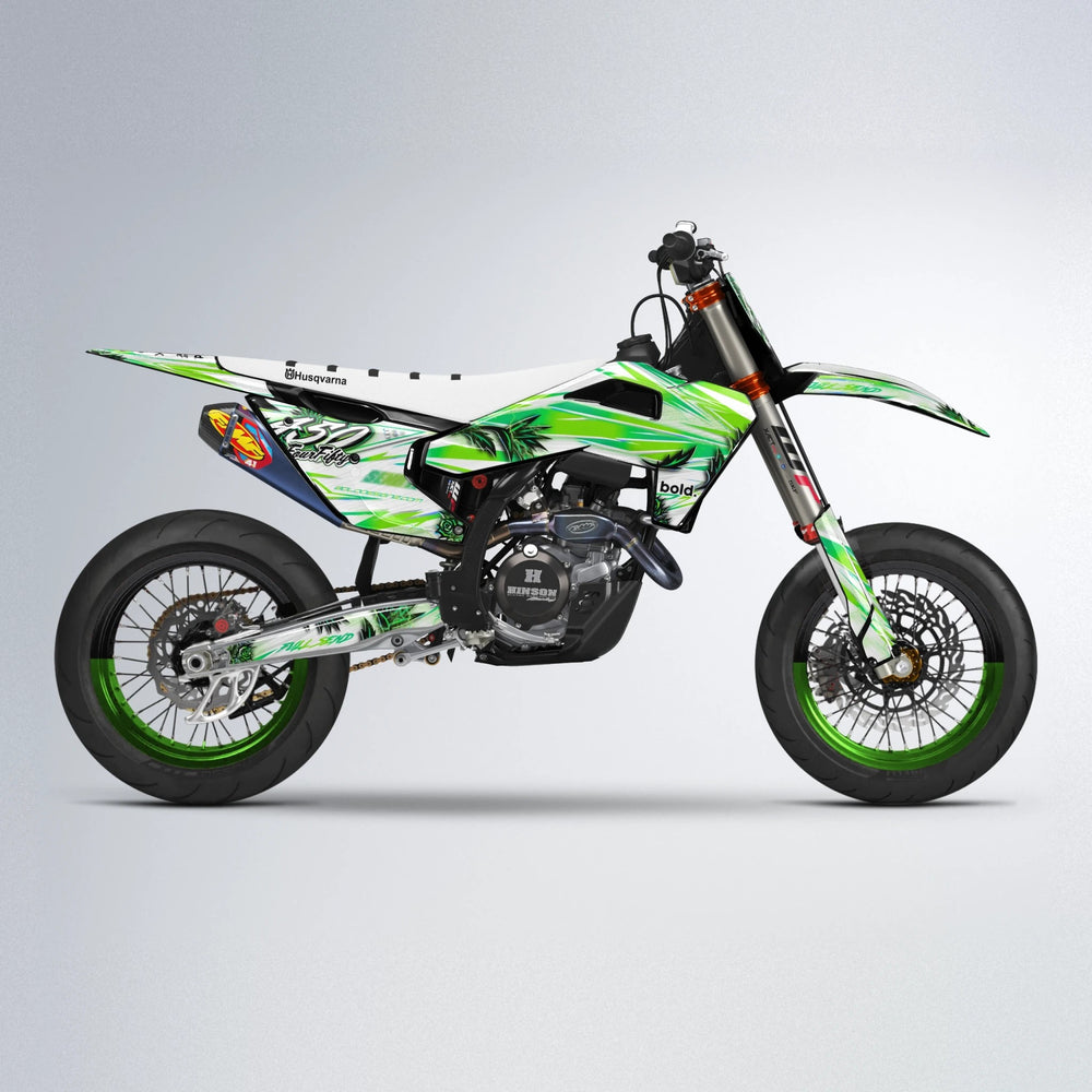 TROPIC Husqvarna FE/TE supermoto graphics kit in Green