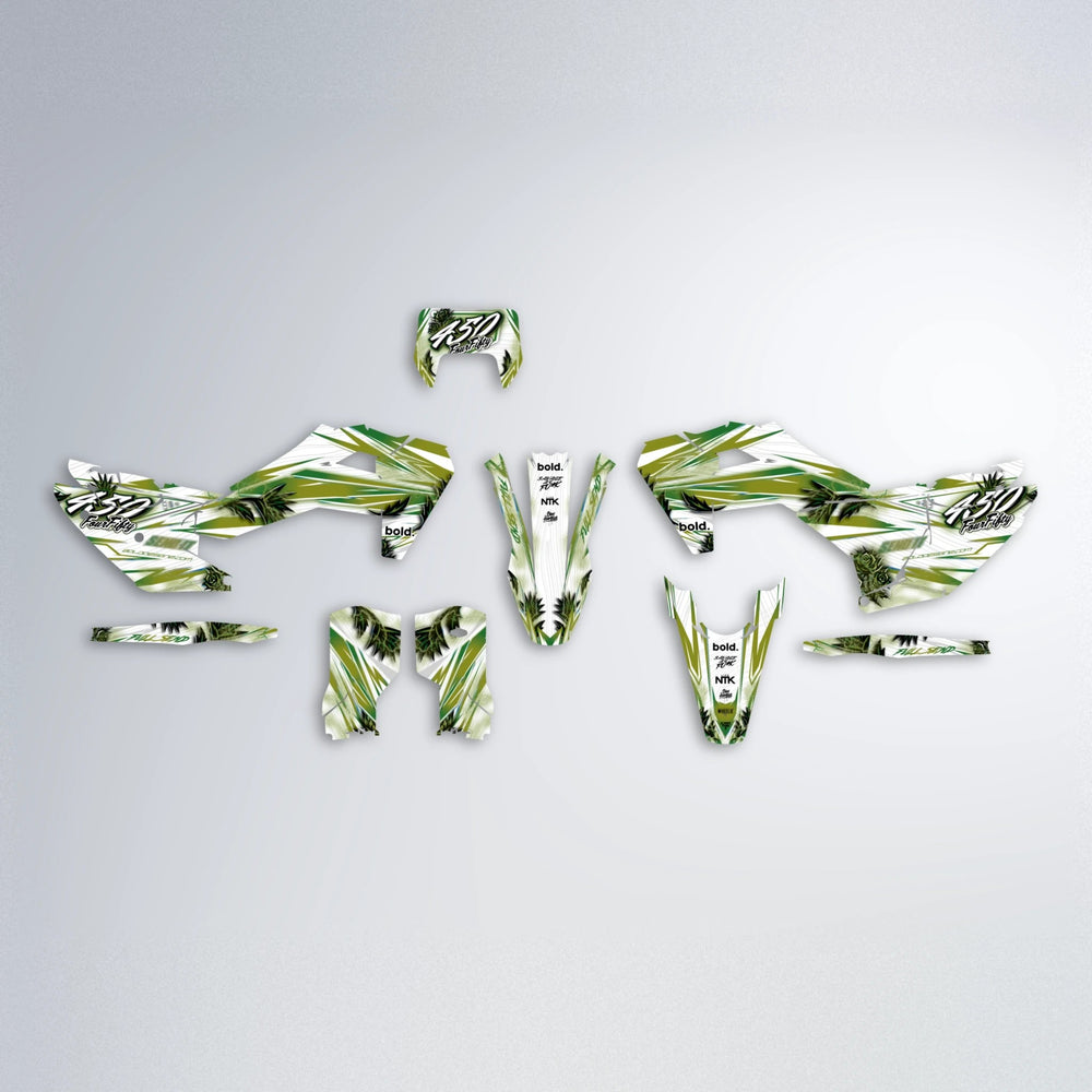 TROPIC Husqvarna FE/TE graphics kit parts layout in Olive