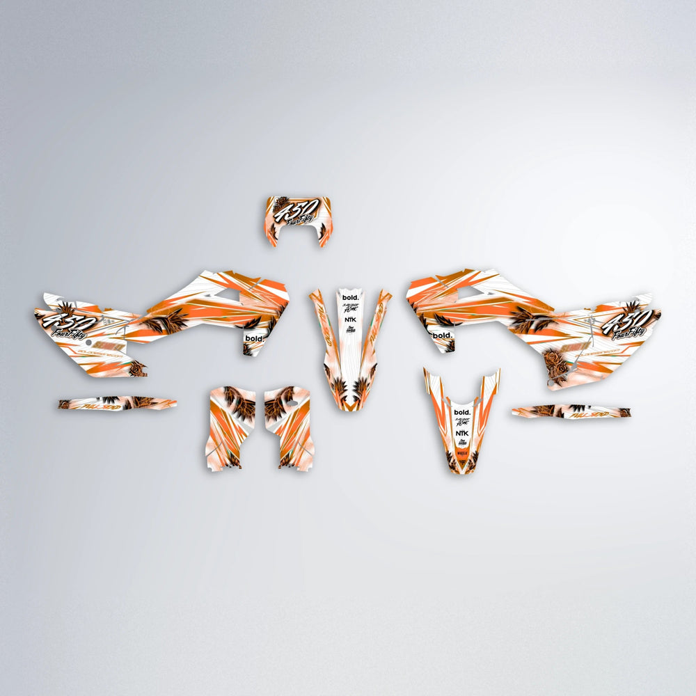 TROPIC Husqvarna FE/TE graphics kit parts layout in Orange
