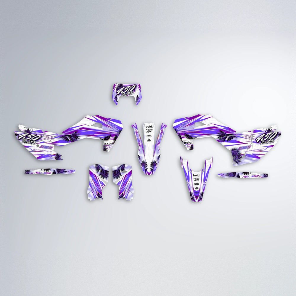 TROPIC Husqvarna FE/TE graphics kit parts layout in Purple