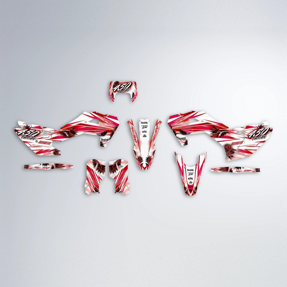 TROPIC Husqvarna FE/TE graphics kit parts layout in Red
