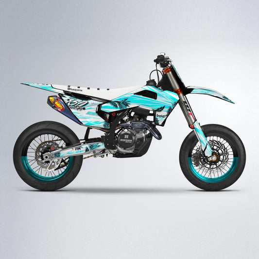 TROPIC Husqvarna FE/TE supermoto graphics kit in Teal
