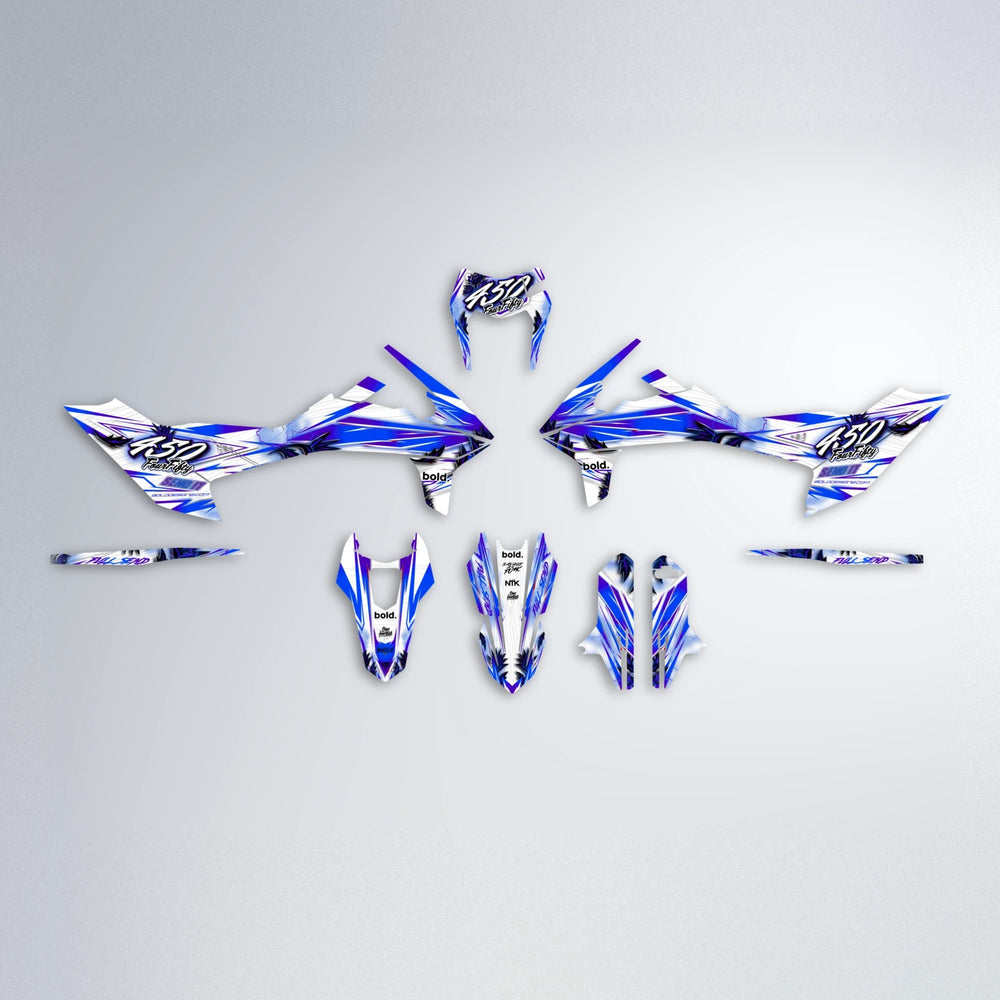 TROPIC KTM SMC 690 graphics kit parts layout in Blue