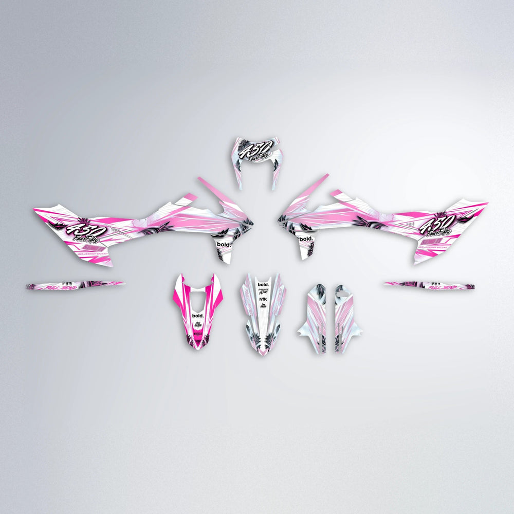 TROPIC KTM SMC 690 graphics kit parts layout in Flamingo