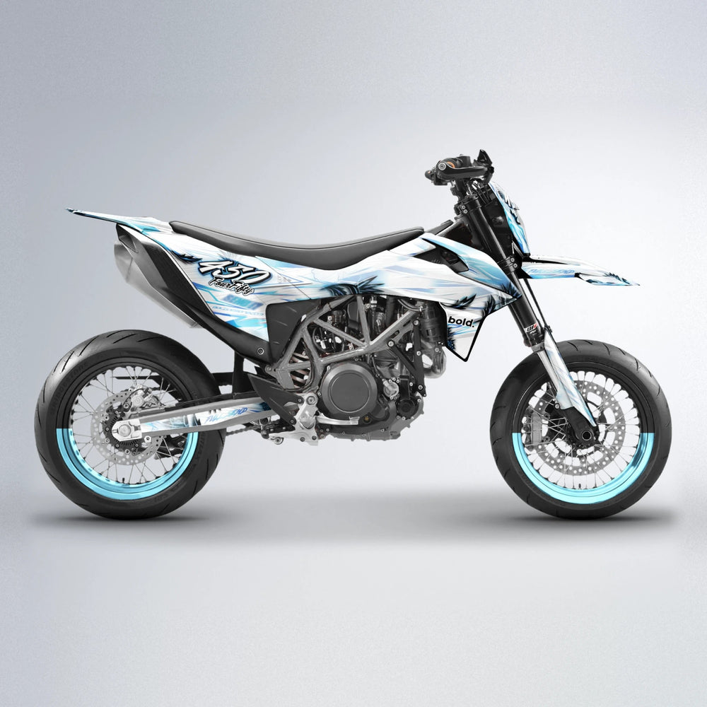 TROPIC KTM SMC 690 supermoto graphics kit in Light Blue & White