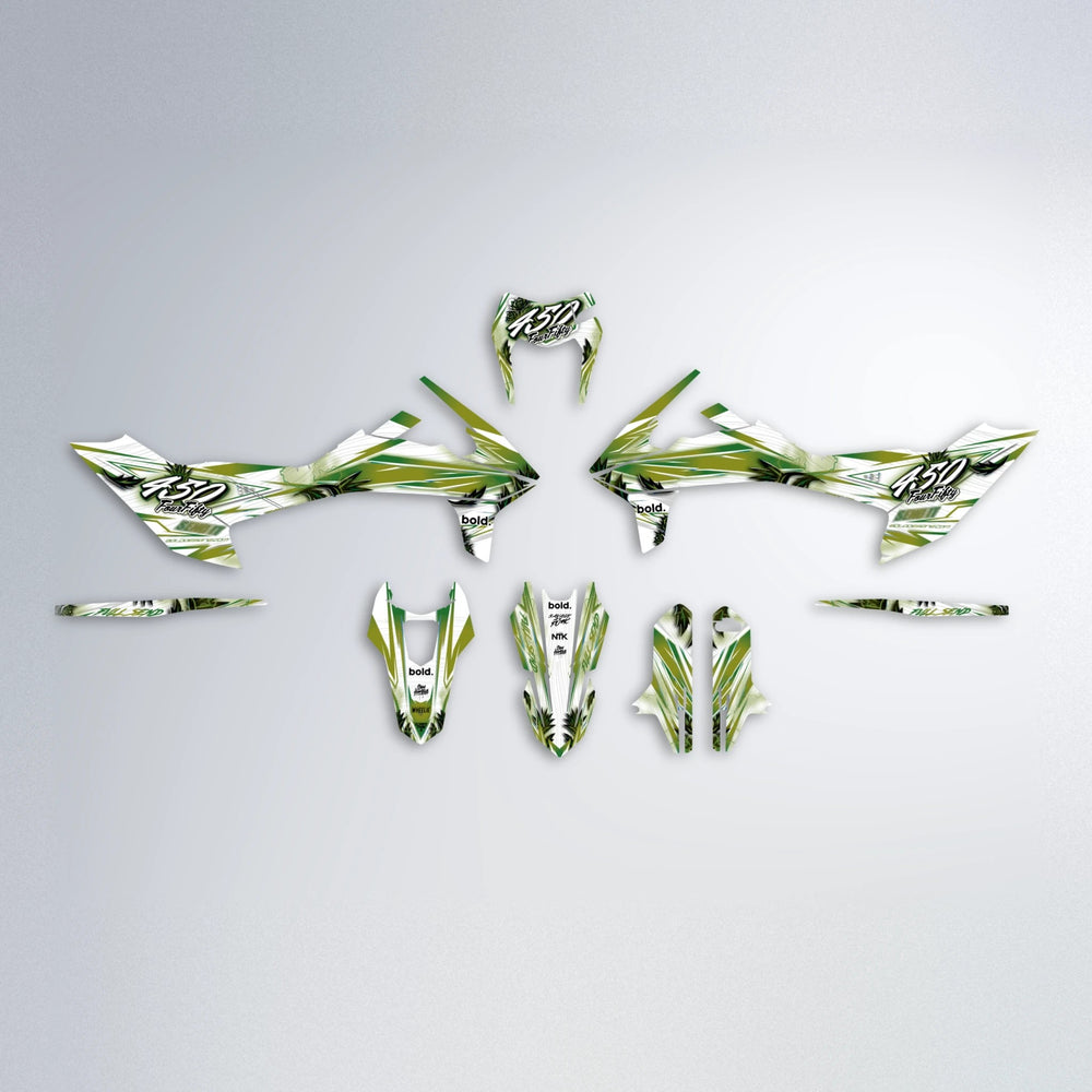 TROPIC KTM SMC 690 graphics kit parts layout in Olive