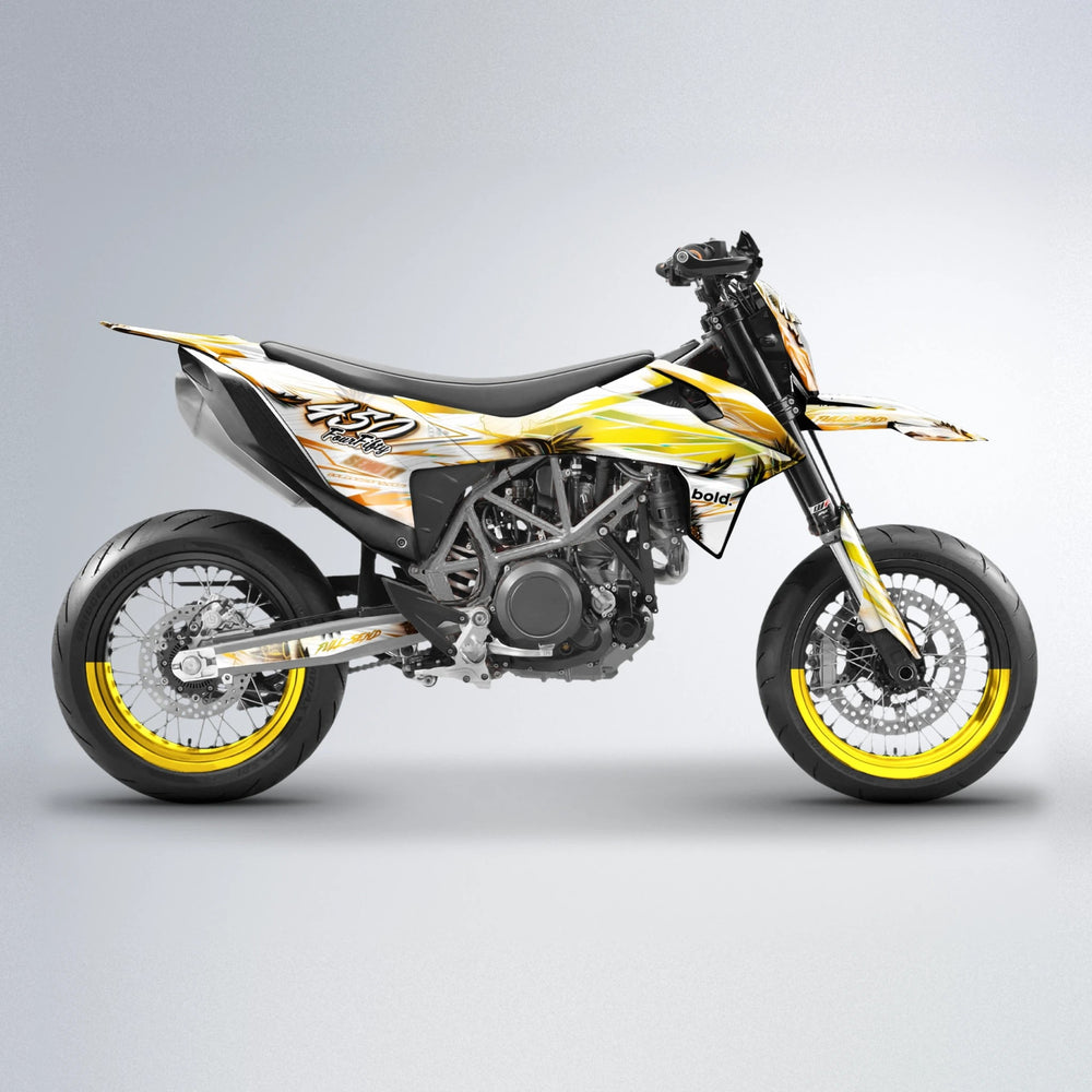TROPIC KTM SMC 690 supermoto graphics kit in Orange & Yellow