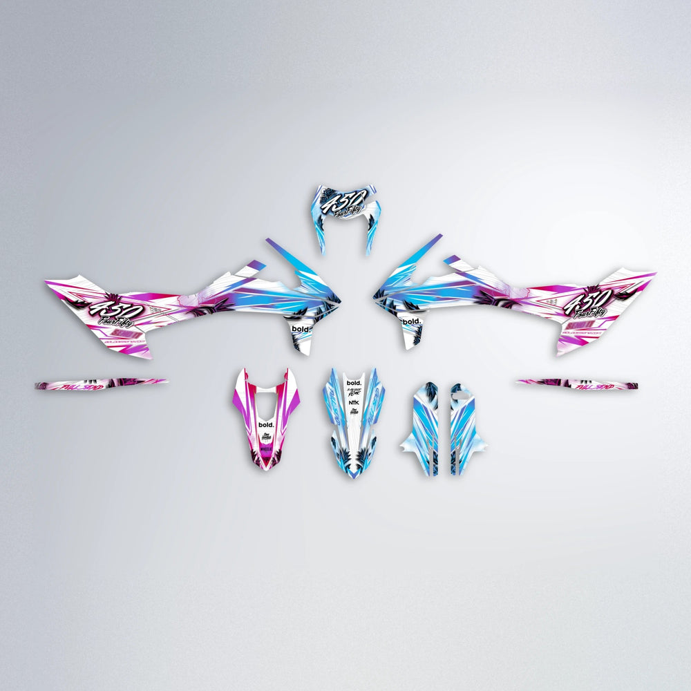 TROPIC KTM SMC 690 graphics kit parts layout in Pink & Light Blue