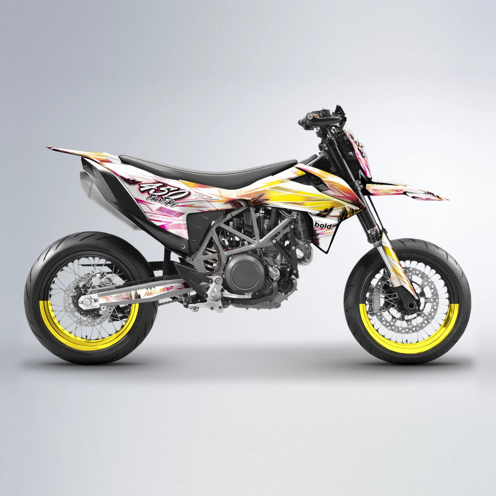 TROPIC KTM SMC 690 supermoto graphics kit in Pink & Yellow