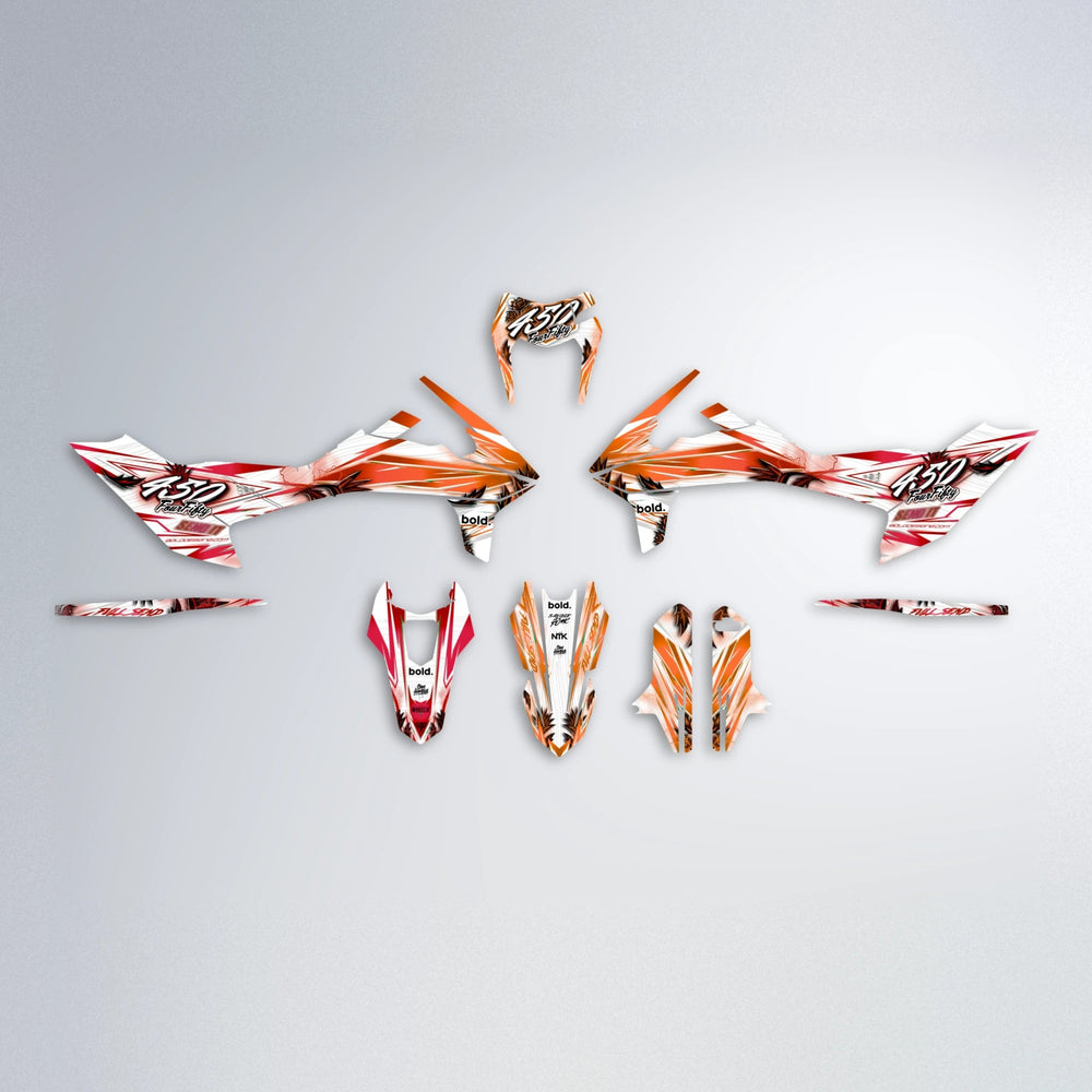 TROPIC KTM SMC 690 graphics kit parts layout in Red & Orange