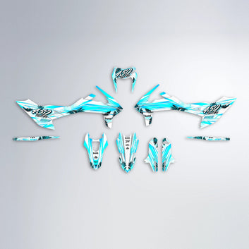 TROPIC KTM SMC 690 graphics kit parts layout in Teal