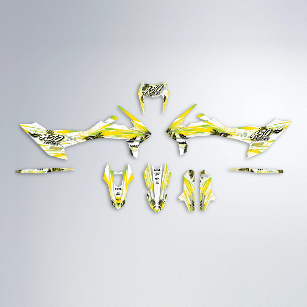 TROPIC KTM SMC 690 graphics kit parts layout in Yellow
