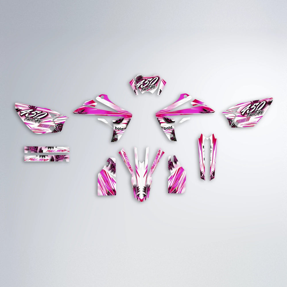 TROPIC Rieju MRT graphics kit parts layout in Pink