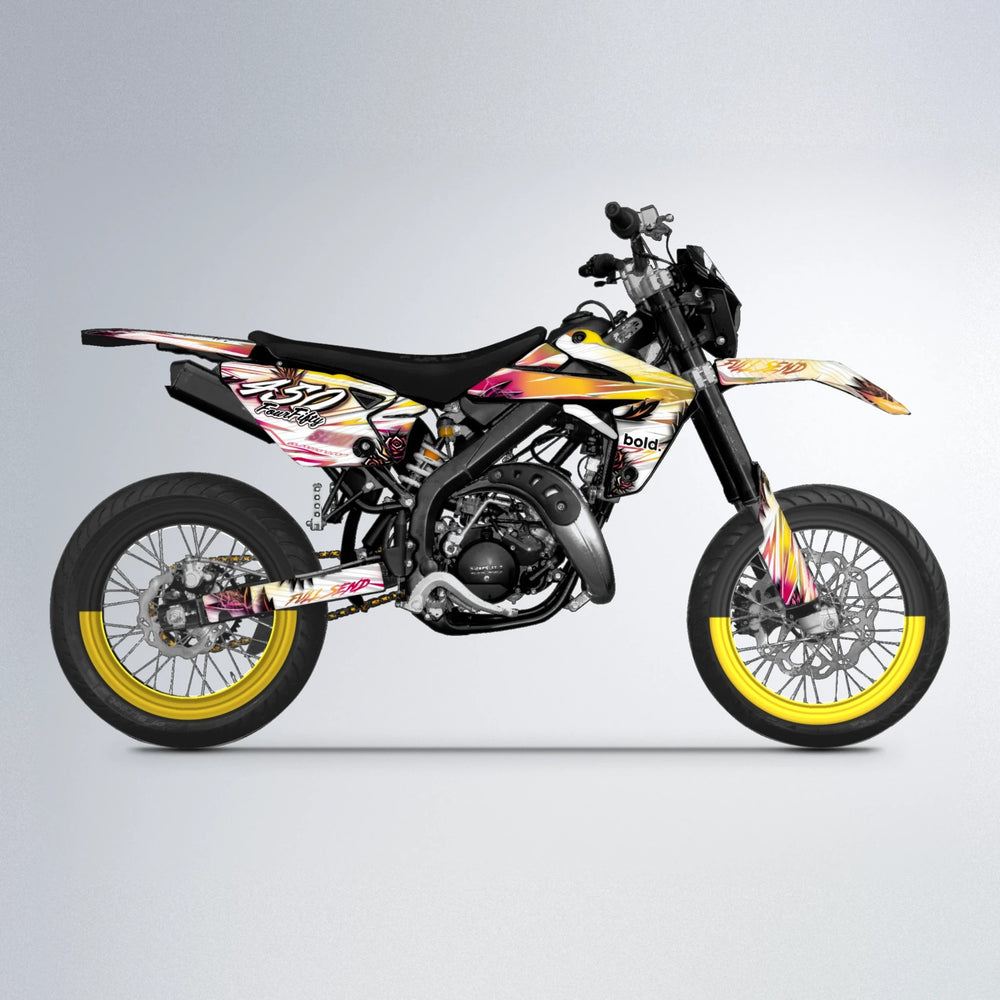 TROPIC Rieju MRT supermoto graphics kit in Pink & Yellow