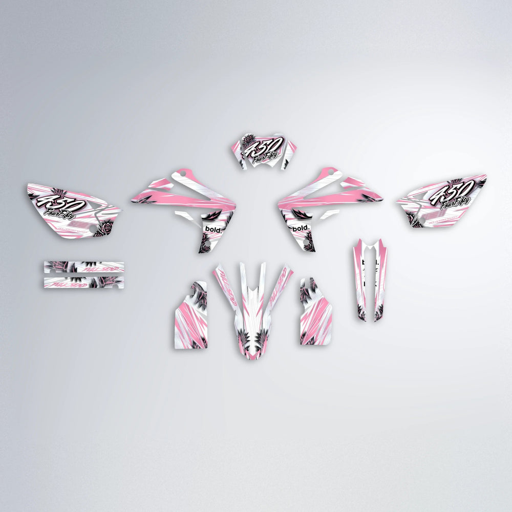 TROPIC Rieju MRT graphics kit parts layout in Sakura Pink