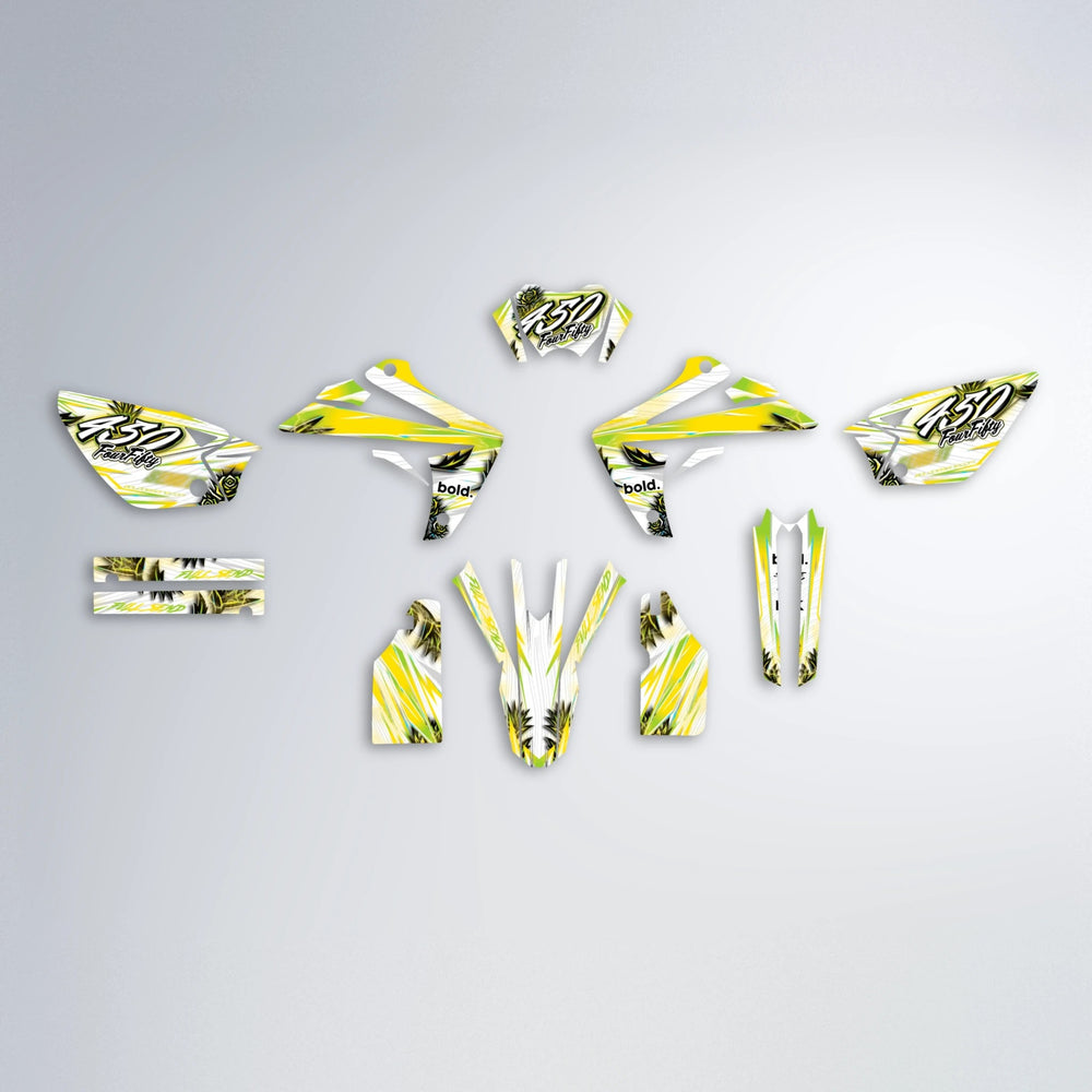 TROPIC Rieju MRT graphics kit parts layout in Yellow