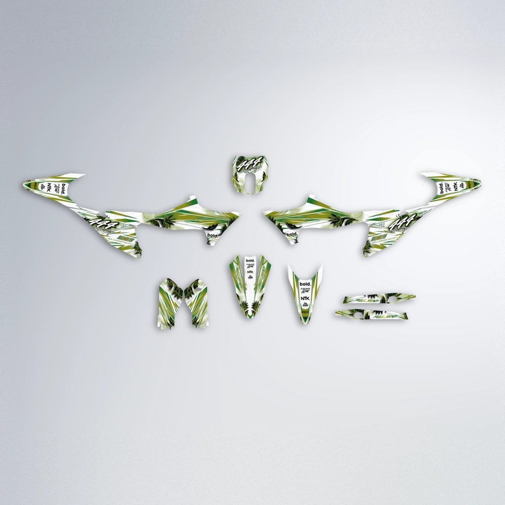 TROPIC Stark Varg MX graphics kit parts layout in Olive