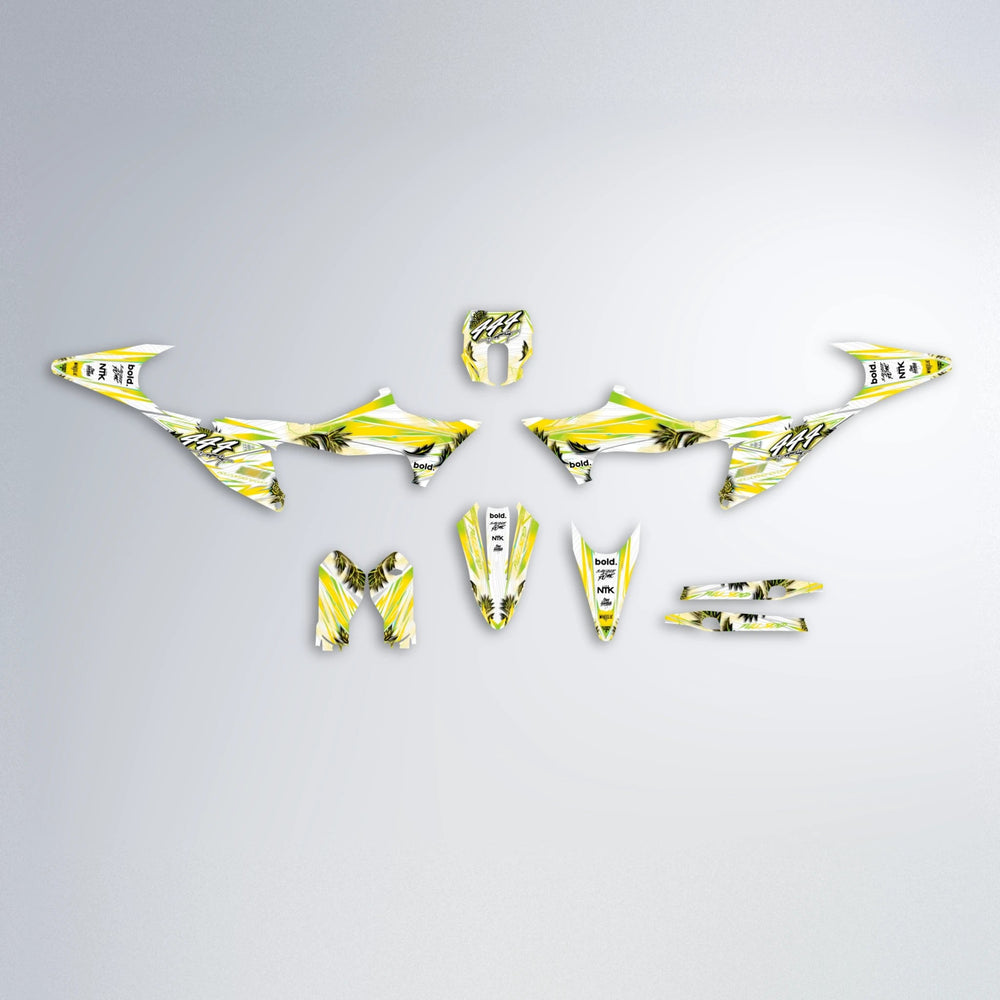 TROPIC Stark Varg MX graphics kit parts layout in Yellow