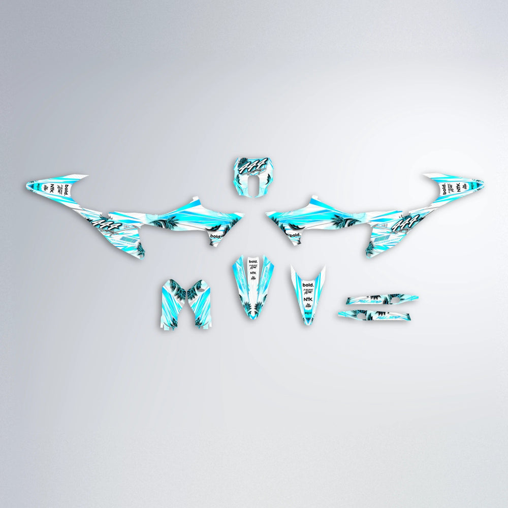 TROPIC Stark Varg SM graphics kit parts layout in Teal