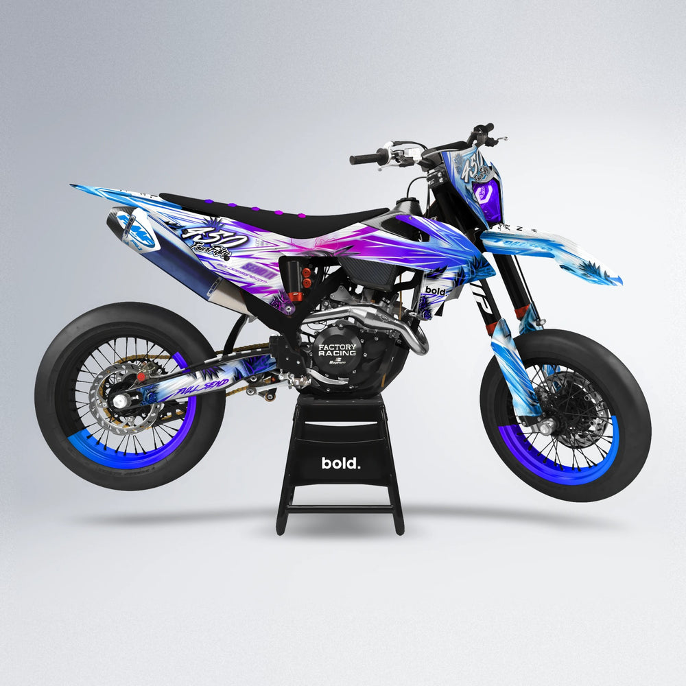 TROPIC supermoto graphics kit in Blue Purple Fade