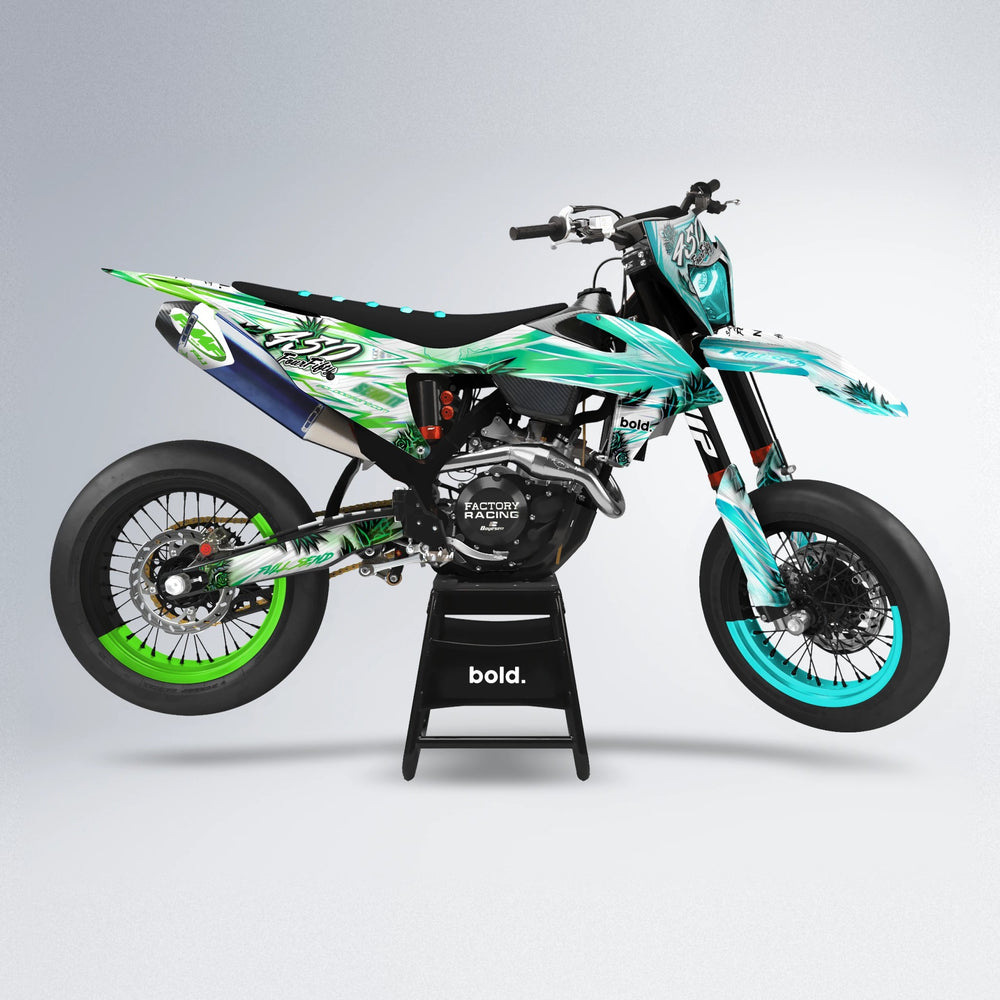 TROPIC supermoto graphics kit in Cyan & Green