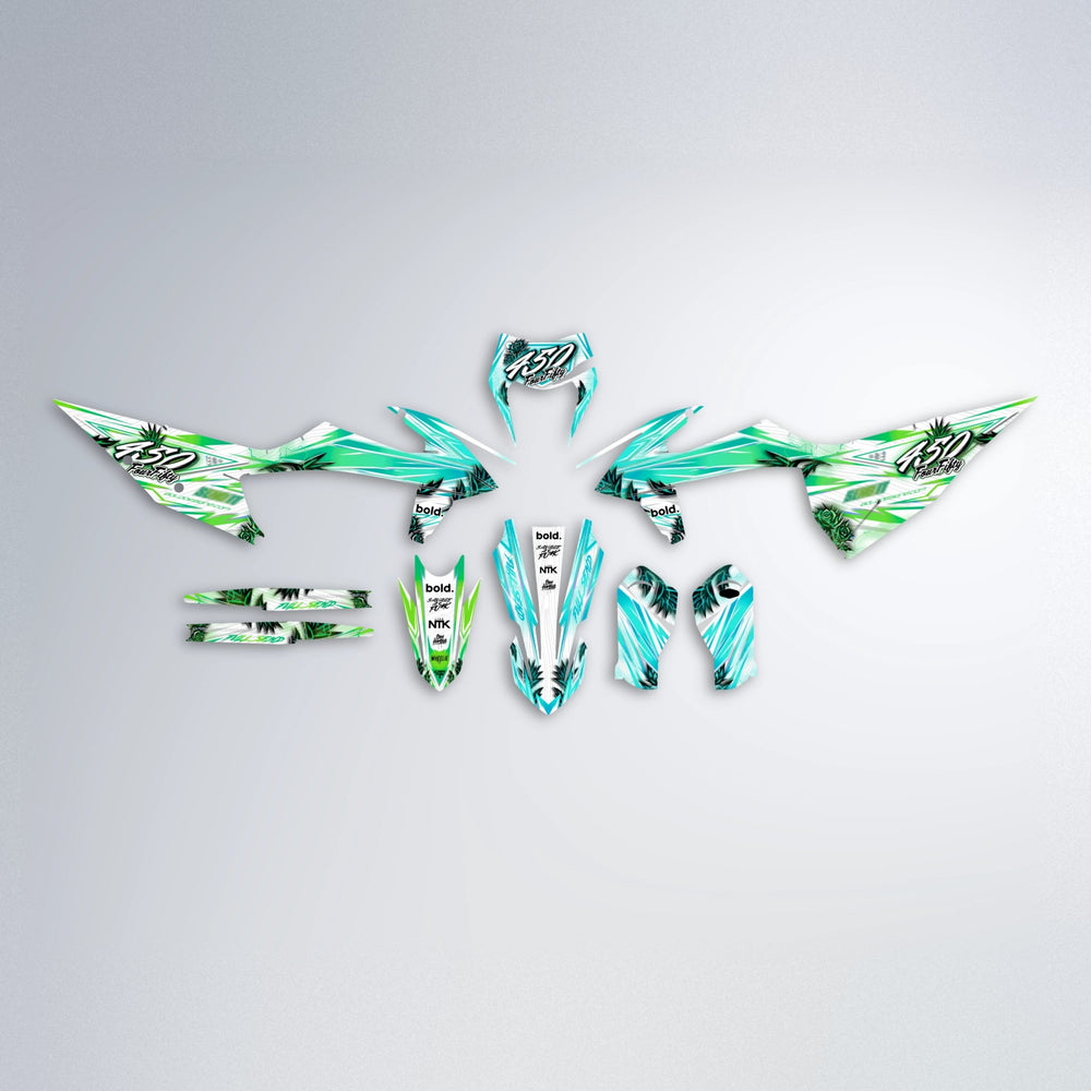 TROPIC graphics kit parts layout in Cyan & Green