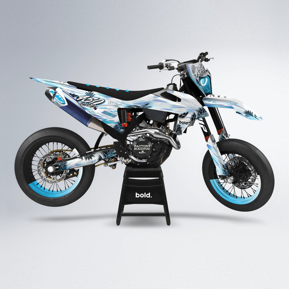 TROPIC supermoto graphics kit in Light Blue & White