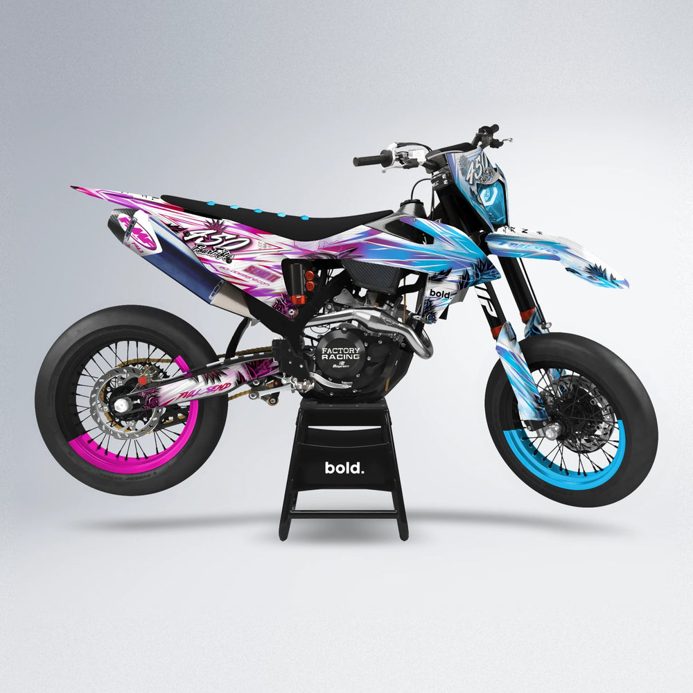 TROPIC supermoto graphics kit in Pink & Light Blue