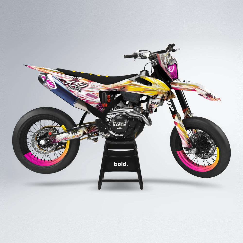 TROPIC supermoto graphics kit in Pink & Yellow
