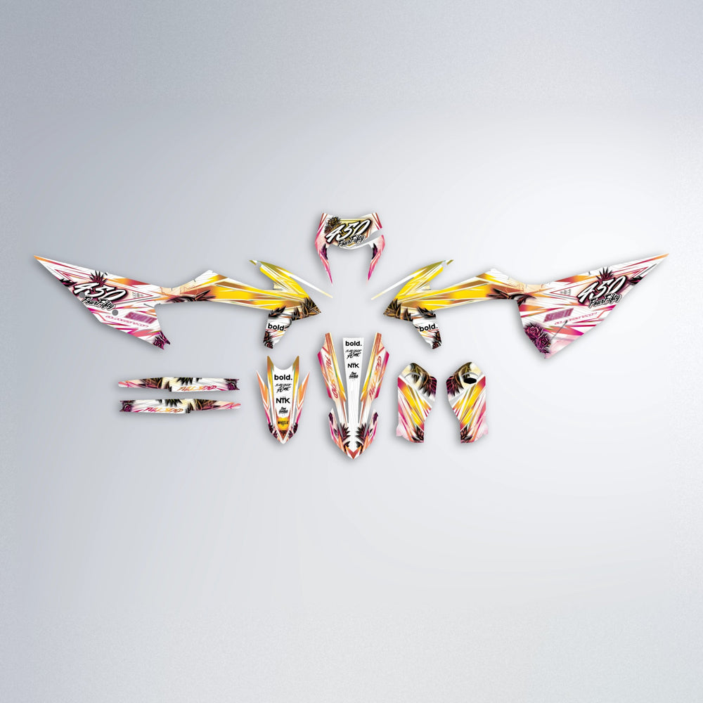TROPIC graphics kit parts layout in Pink & Yellow