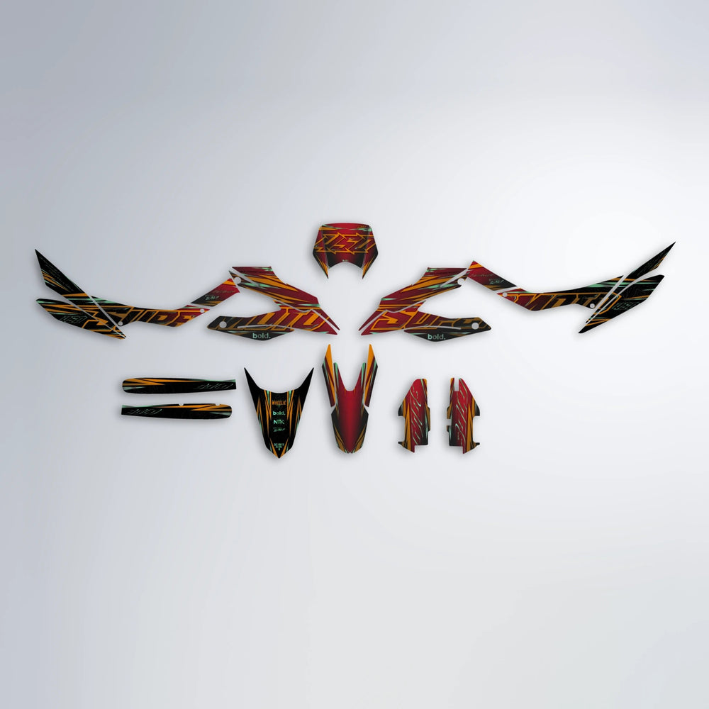 VELOCITY Aprilia SX 125 graphics kit parts layout in Black & Red