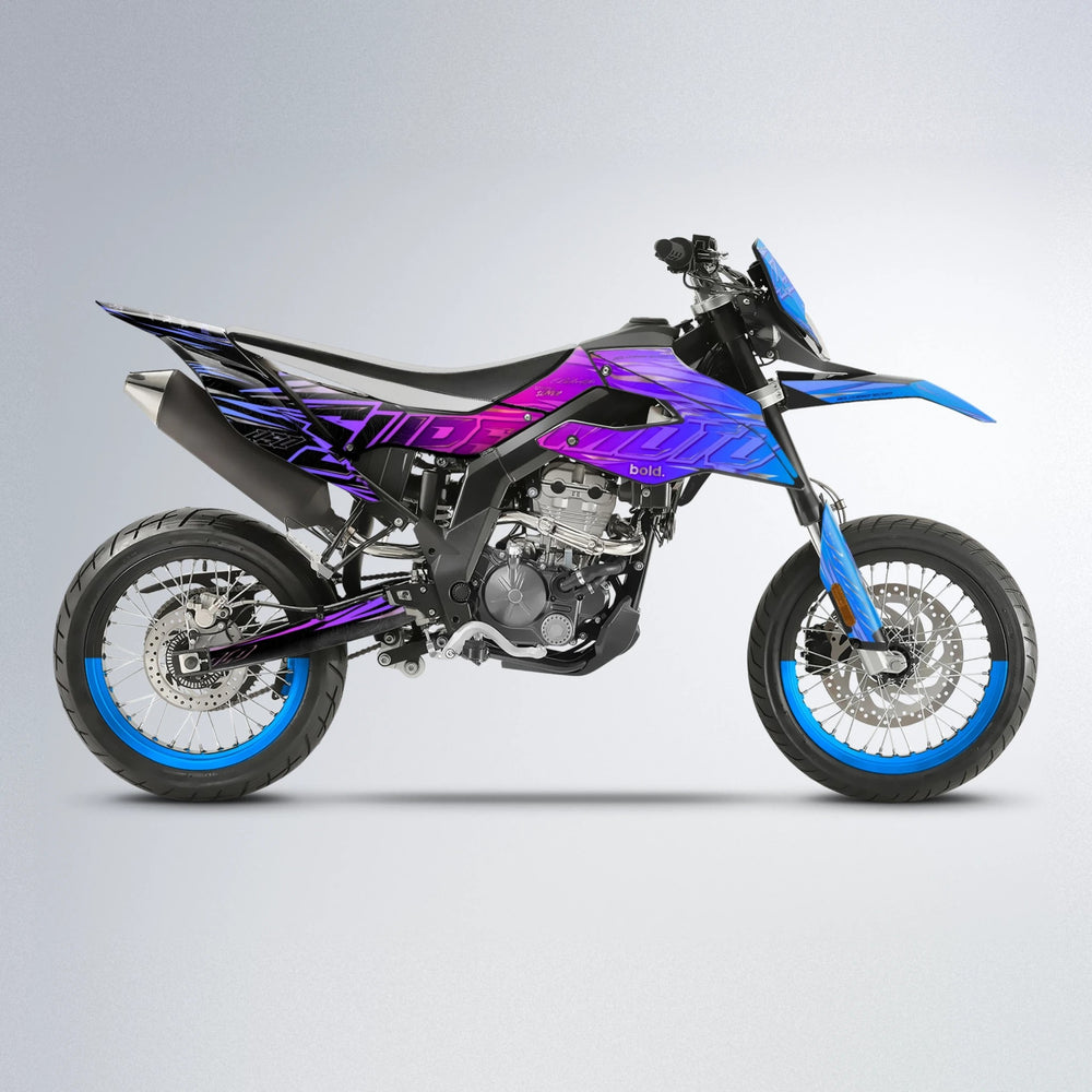 VELOCITY Aprilia SX 125 supermoto graphics kit in Blue Purple Fade