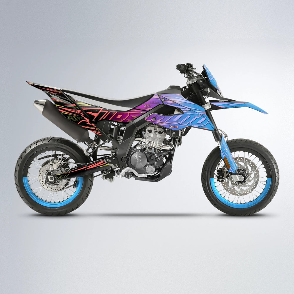 VELOCITY Aprilia SX 125 supermoto graphics kit in Pink & Light Blue