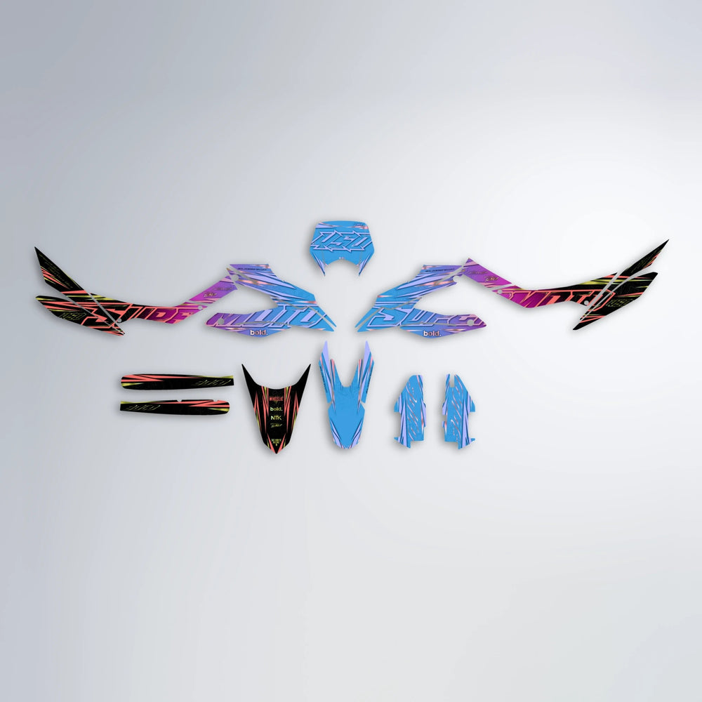 VELOCITY Aprilia SX 125 graphics kit parts layout in Pink & Light Blue