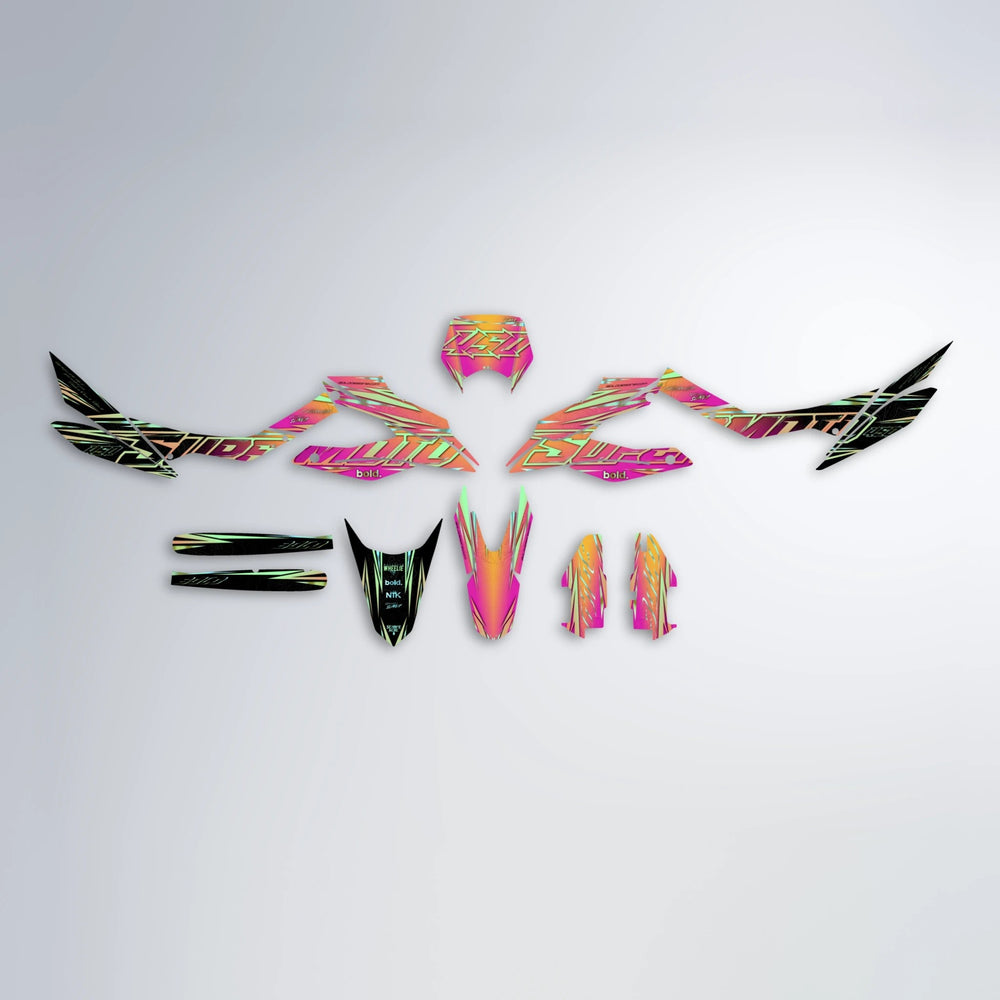 VELOCITY Aprilia SX 125 graphics kit parts layout in Pink & Yellow