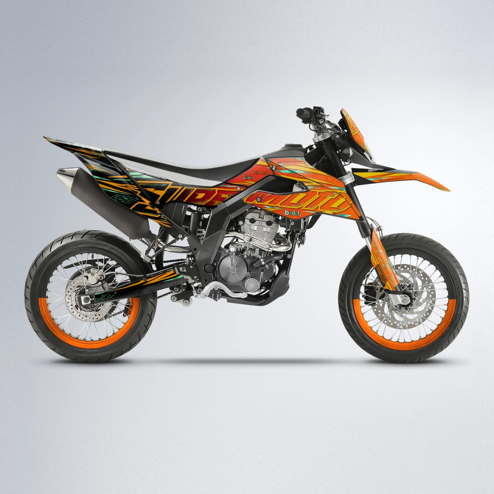 VELOCITY Aprilia SX 125 supermoto graphics kit in Red & Orange