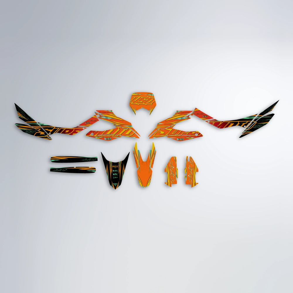 VELOCITY Aprilia SX 125 graphics kit parts layout in Red & Orange