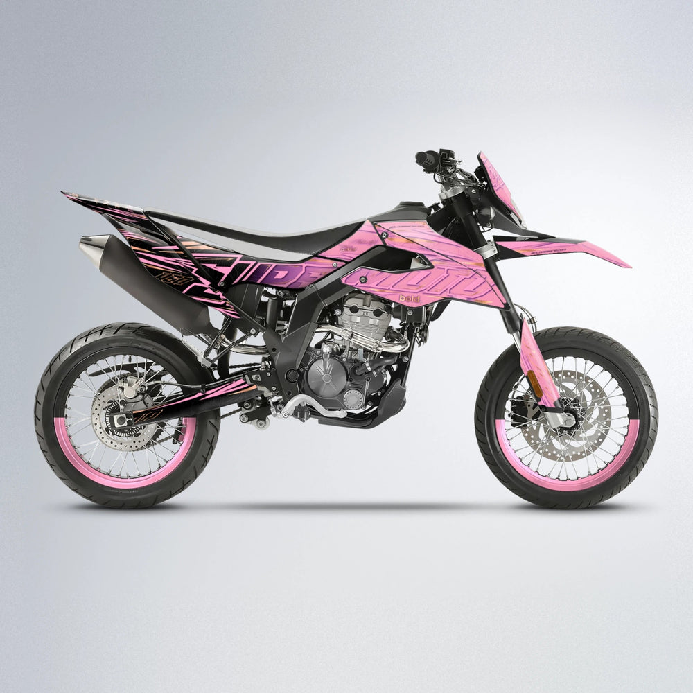 VELOCITY Aprilia SX 125 supermoto graphics kit in Sakura Pink