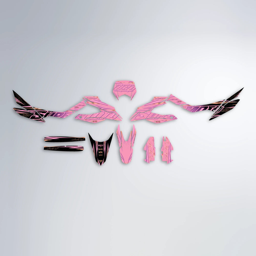 VELOCITY Aprilia SX 125 graphics kit parts layout in Sakura Pink