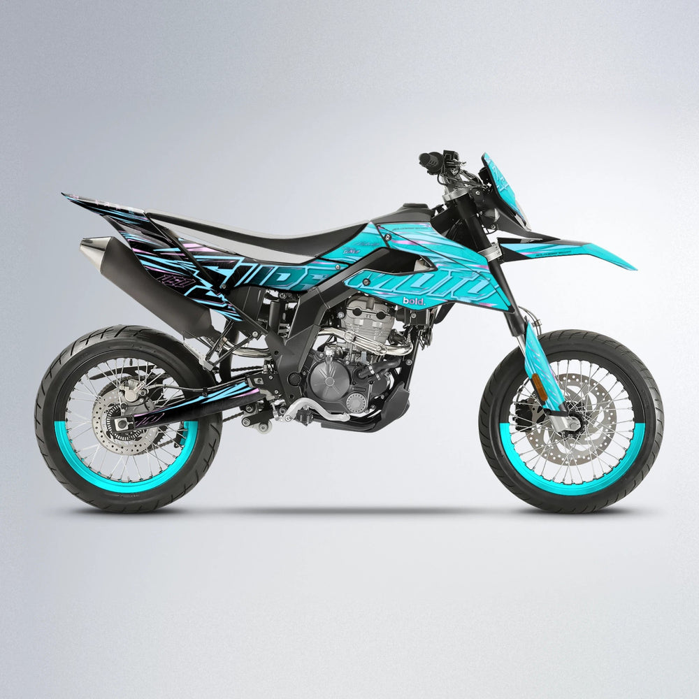 VELOCITY Aprilia SX 125 supermoto graphics kit in Teal