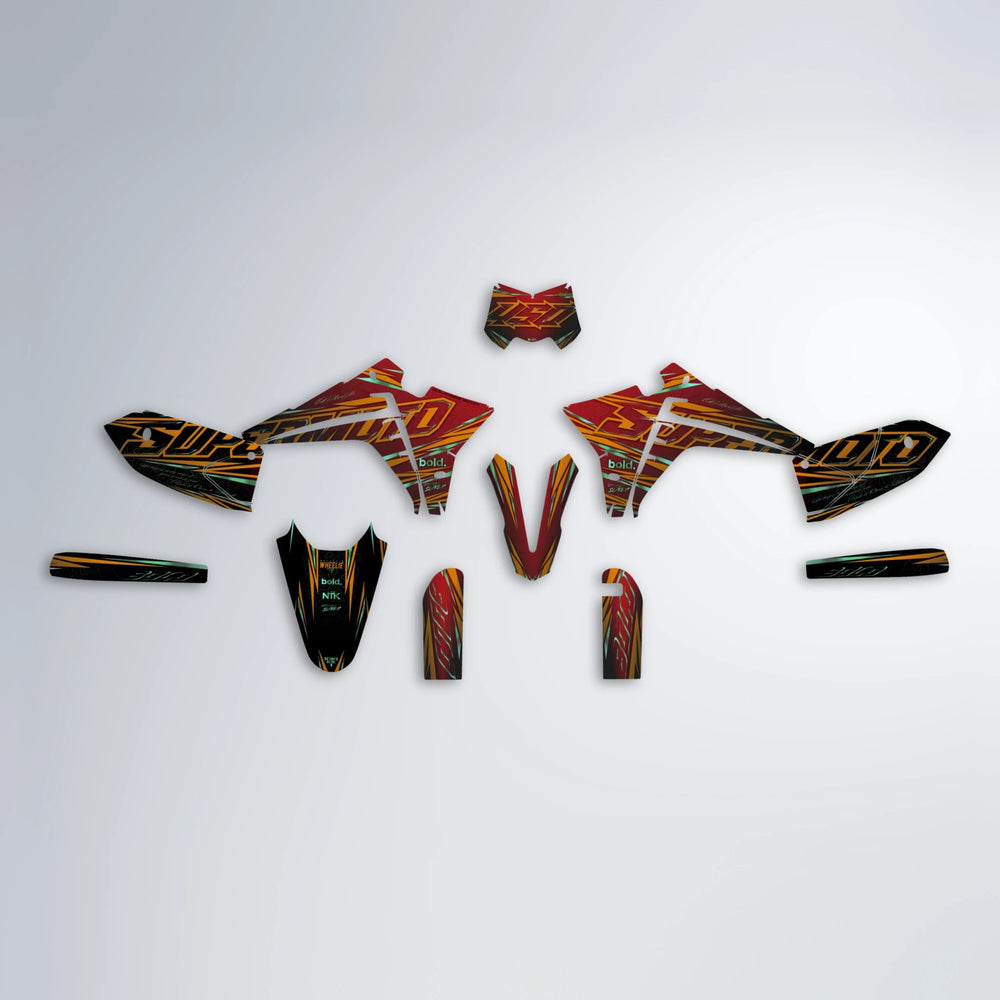 VELOCITY Fantic graphics kit parts layout in Black & Red