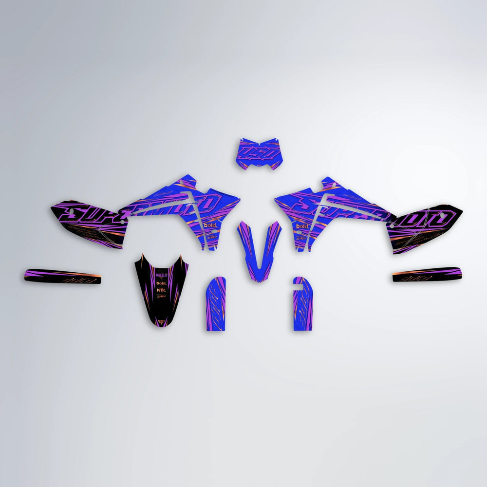 VELOCITY Fantic graphics kit parts layout in Blue