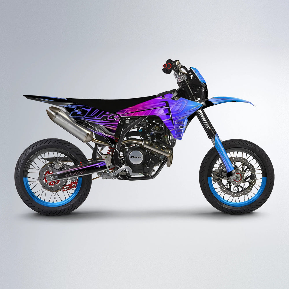 VELOCITY Fantic supermoto graphics kit in Blue Purple Fade