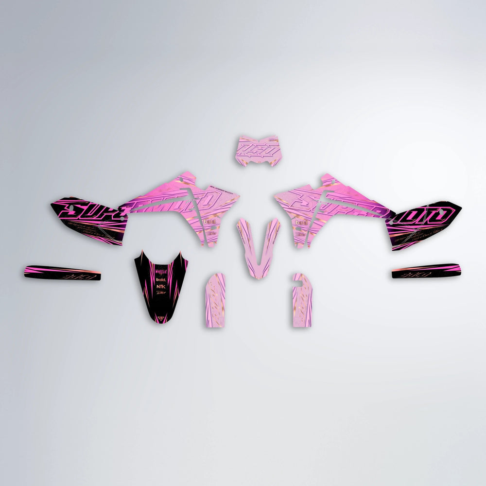 VELOCITY Fantic graphics kit parts layout in Flamingo