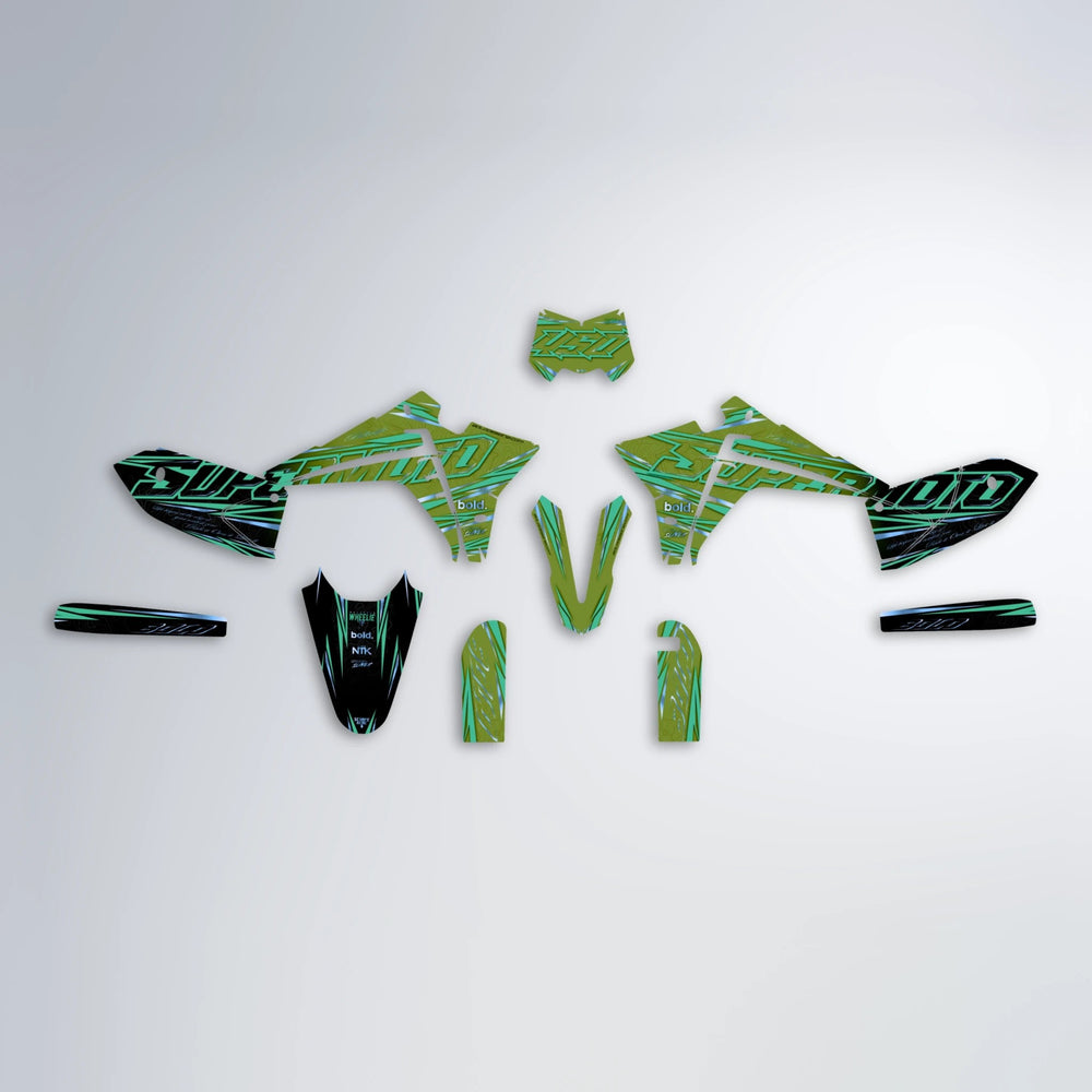 VELOCITY Fantic graphics kit parts layout in Olive