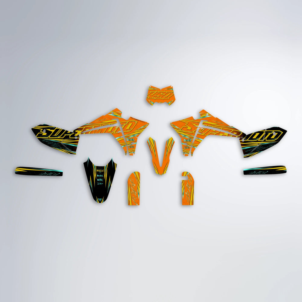 VELOCITY Fantic graphics kit parts layout in Orange